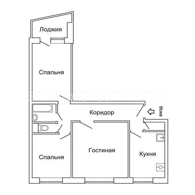 План квартиры 3 комнатной 9 этажного панельного дома